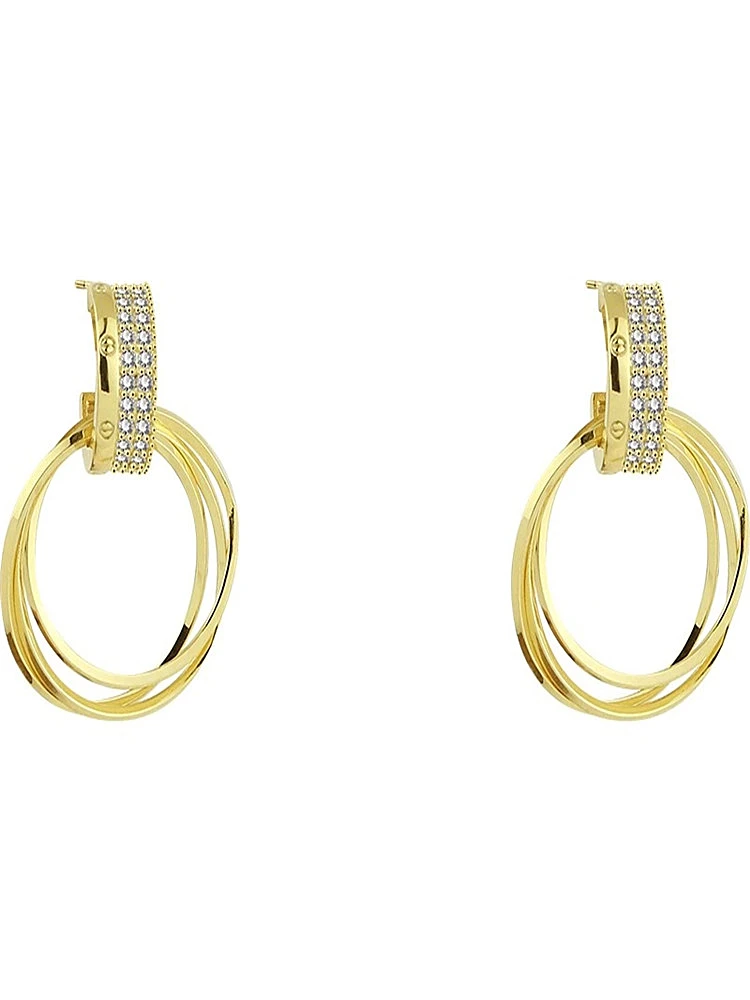 

Simple french style circles crystal stud earrings for women girls delicate elegant top quality fashion jewelry stud earrings