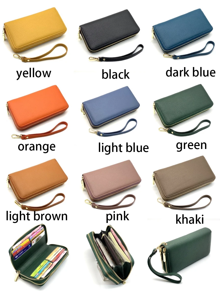 Новинка 2020 дизайнерские кошельки из 100% натуральной кожи на двойной молнии