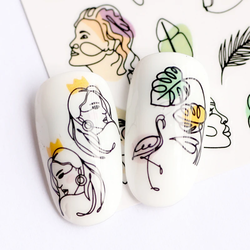 1 шт. женские самоклеящиеся наклейки для лица абстрактные изображения