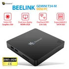Beelink Gemini T34-M мини-ПК Intel N3450 6 ГБ 128 Гб HDMI-совместимый VGA 4K двойной дисплей офисный мини-ПК Windows 10 ТВ-приставка компьютер