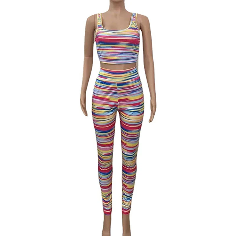

Two Piece Summer Suits Sleeveless Crop Top & Skinny Pants Set