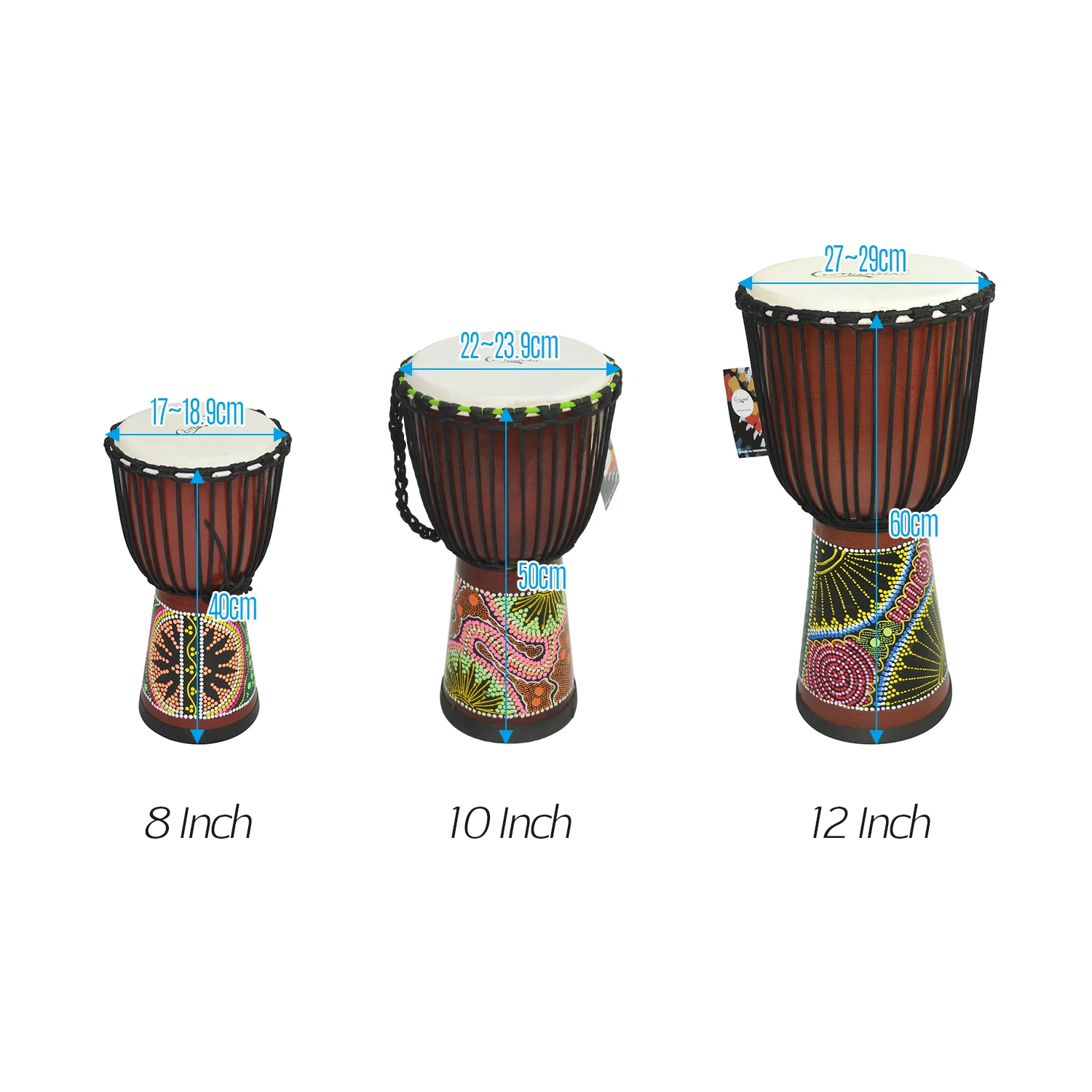 Деревянный Африканский барабан Camwood 8/10/12 дюймов Djembe ударный музыкальный