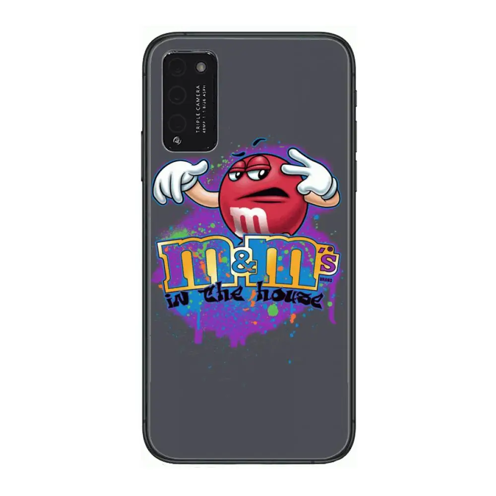 

M&M chocolate beans Clear Phone Case For Huawei Honor 10 20 30 9 X Pro Lite V 5G RU Black Etui Coque Hoesjes Comic Fashion