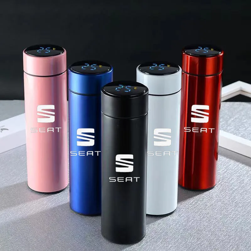 

500ML Intelligent Thermos Temperature Display Stainless Steel Vacuum Water Cup For Seat FR Leon mk2 3 5f Ateca Altea Cupra lbiza