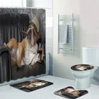 Забавная душевая занавеска 3D с английским бульдогом, набор штор для ванной комнаты, коптильный коврик с изображением быка и сигары для ванной, коврик для туалета, питомца, подарок
