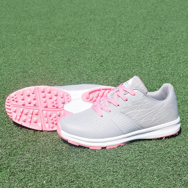 

2020 New Women Professional Waterproof Golf Shoes Pink Ladies Outdoor Grass Shoes Trainers Golf Sneakers