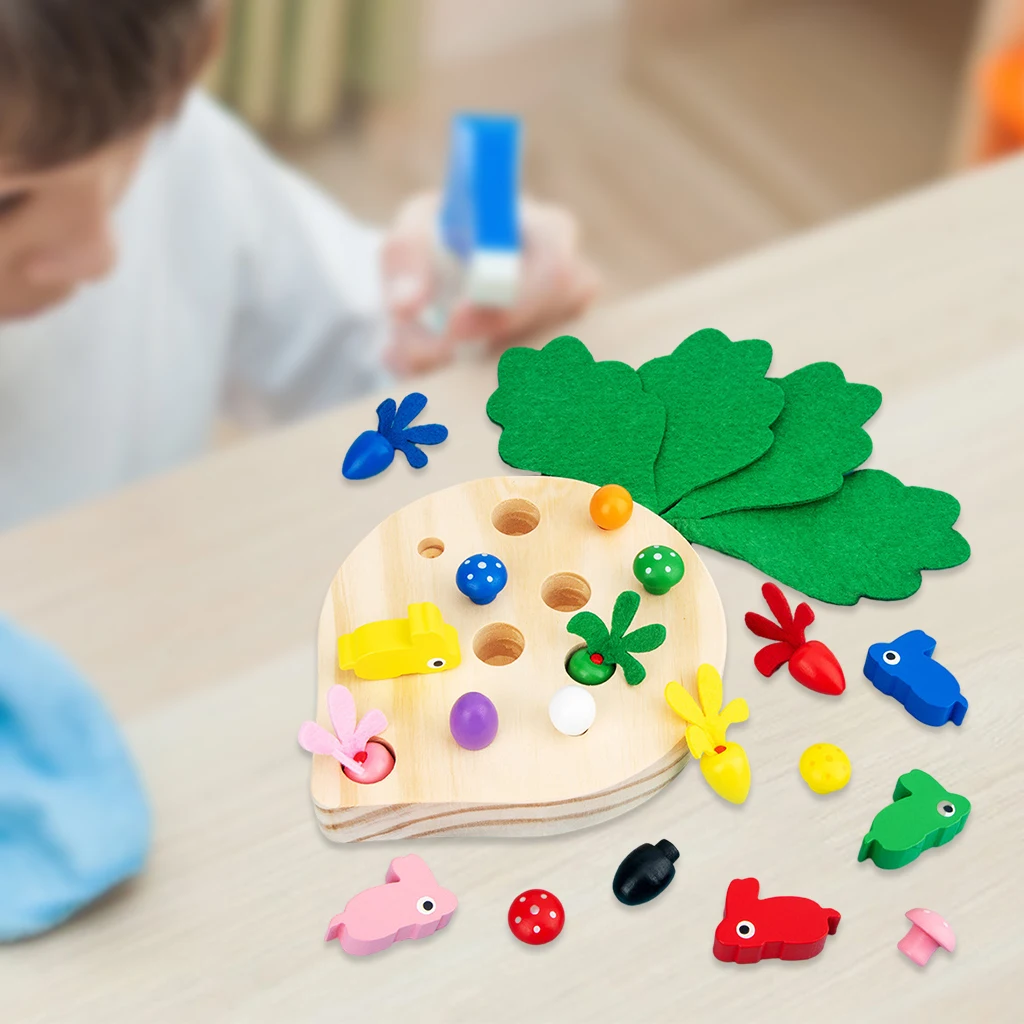 Wooden Montessori Toys Wooden Puzzle Blocks Pulling Carrot Montessori Toy