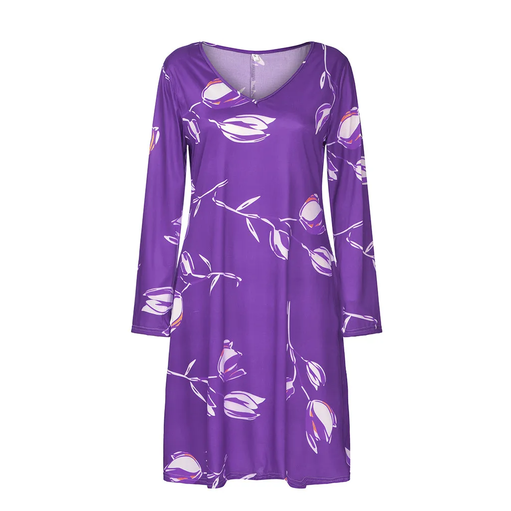 2019 весенне-осеннее Новое Женское женское Свободное платье с длинным рукавом и