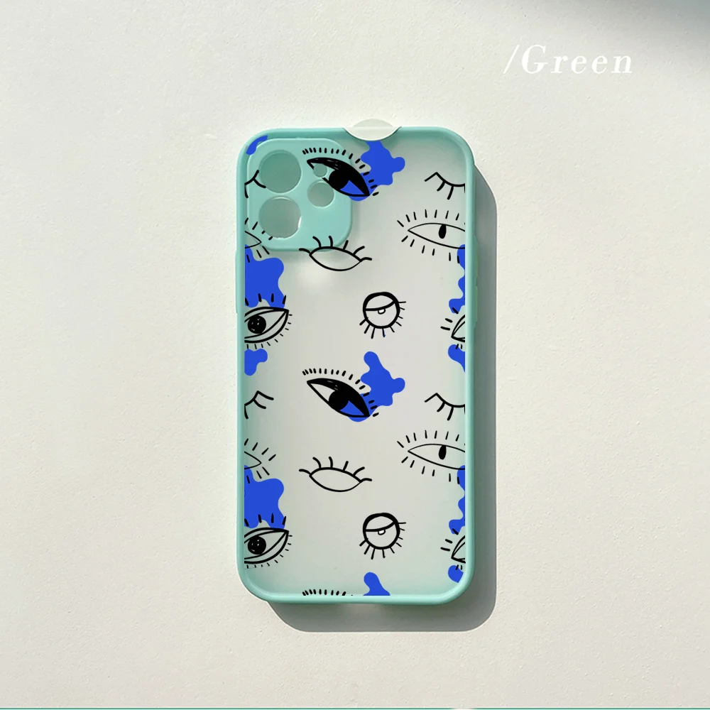 

Cool Blue Evil Eye Cellphone Bumper Transparent Matte PC Back Phone Case For Iphone 11 12 Pro Max 7 8 Plus X Xs Max XR Fundas