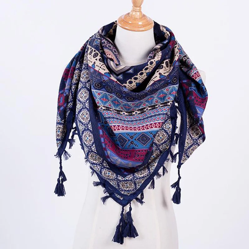 VISNXGI Fashion Scarf Women Large Shawls Floral Print Stoles Triangle Bandana Female Muslim Hijab Wrap Headband Spring Autumn |