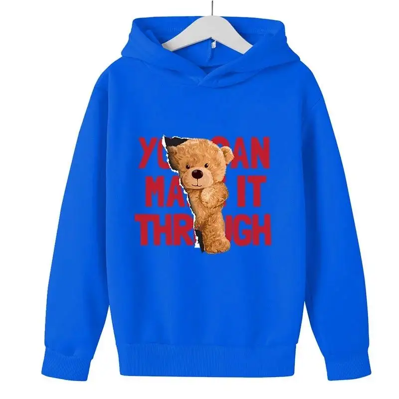 

2021 New Spring Autumn boy Fashion Trend Animal Bear Pullover Printed Hoodie Casual fun Sells well Long sleeve Street Sweatshirt