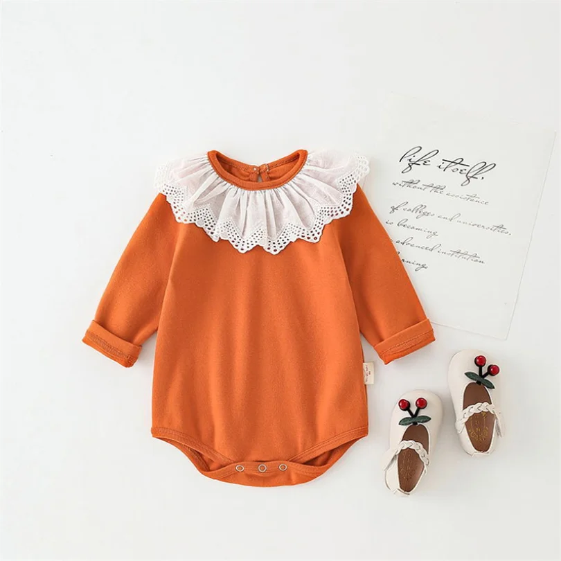 Комбинезон для новорожденных девочек кружевная Весенняя детская одежда с