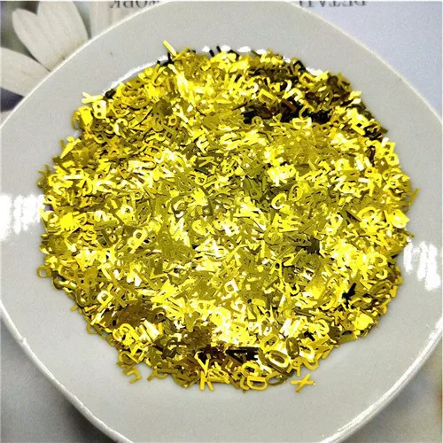 Soild golden 10g Ультра-тонкая PET блестки 5 мм Письмо Лазерный блеск 3D блестка для ногтей пайетки Eo-Friendly свободные блестки для украшения для ногтей 10 г - Цвет: Soild golden 10g