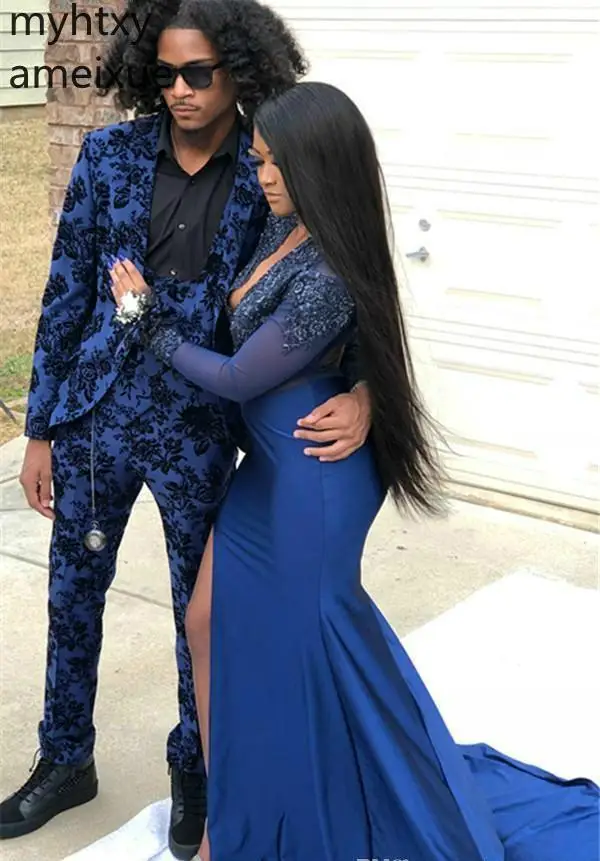 2020 африканские сапфировые синие платья русалки для выпускного вечера черная