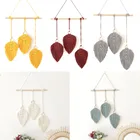 Nordic Стиль DIY ручной Ленточки гобелен с изображение листьев Nursey детская Украшения в спальню настенная подвесная игрушка бохо стиле ремесло гобелен