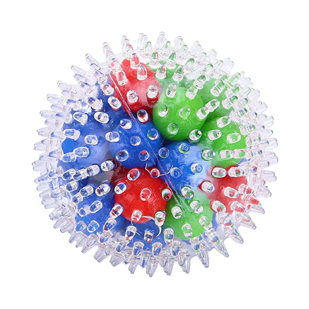 

Rainbow Pressure Ball TPR Fidget Toy Built-In DNA Colored Deads To Relieve Pressure Spiked Stretch Ball