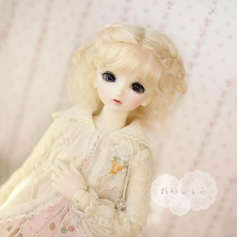 Bybrana bjd 1/3 1/4 1/6 1/8 мохер принцессы двойная оплетка короткие кудрявые волосы, розовые, желтые, морковь светильник коричневый пользовательские кукольный парик