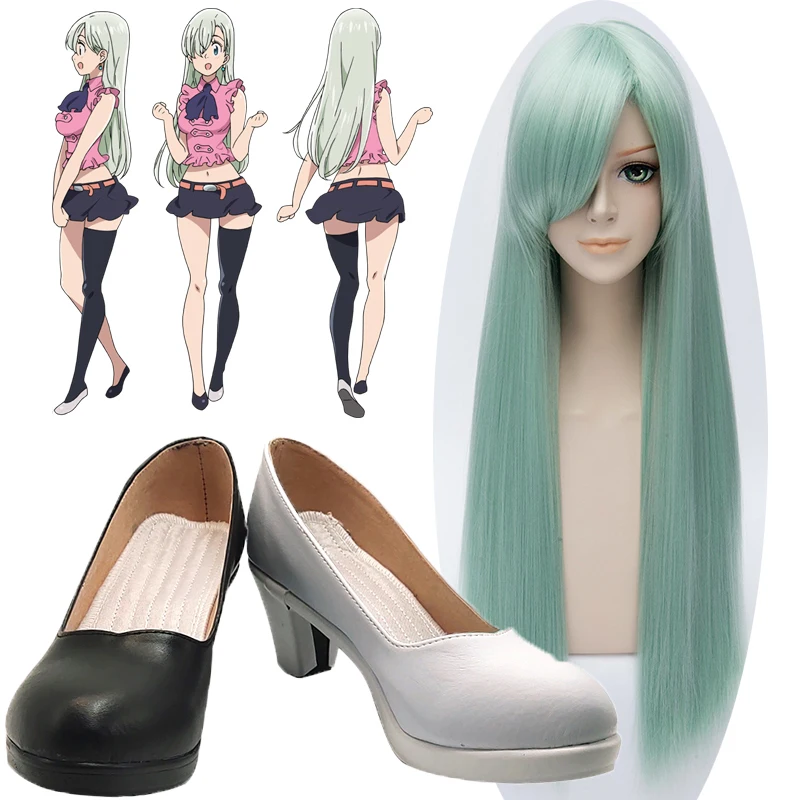 Парик для косплея Семь смертных грехов парик Элизабет лионы черные белые туфли