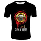 Модная мужская черная футболка, футболка в стиле панк, футболка с принтом оружия N Roses, топы из тяжелого металла, повседневная мужская футболка в стиле хип-хоп с 3D-принтом пистолета розы