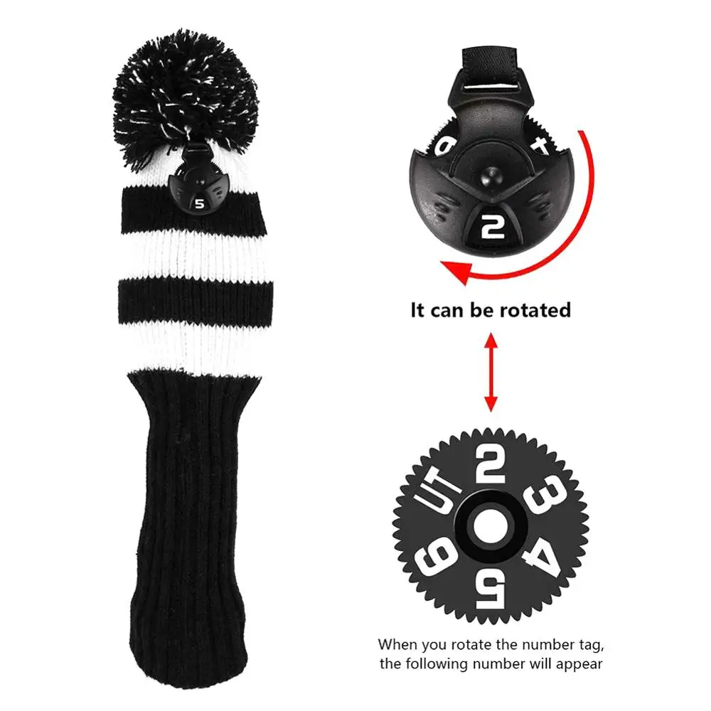 

1 PC Fairway Metal Wood Golf Headcover Knit Pom Head Cover Set Durable Wear Resistant Sport Clubs Fairway Woods Golf Cover