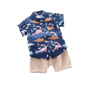 Летняя повседневная одежда для маленьких мальчиков, рубашка и шорты для малышей, 2 шт.компл., модная детская одежда для девочек, новые детские спортивные костюмы с мультяшным принтом