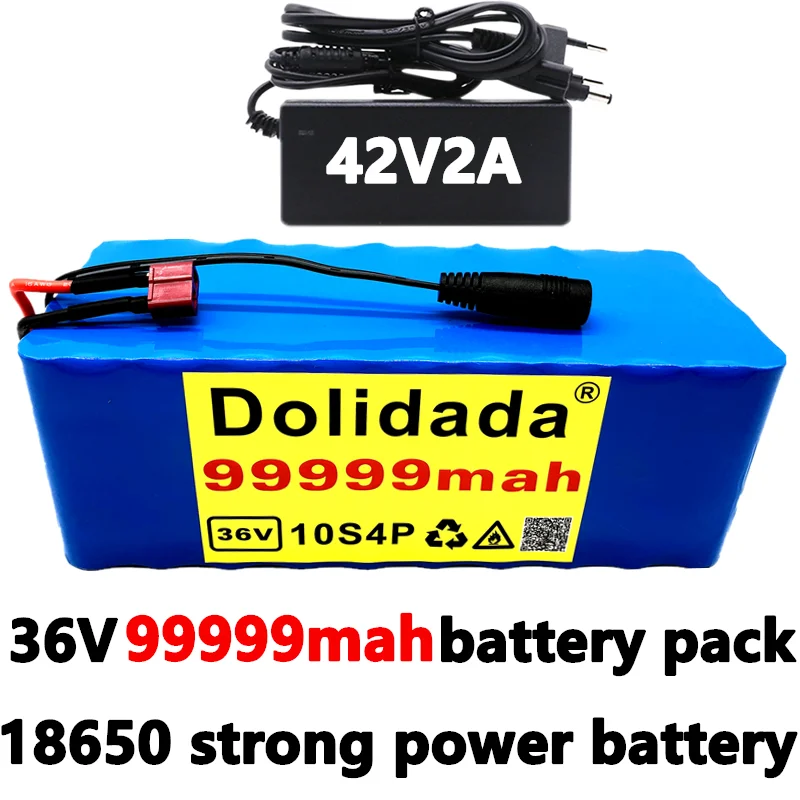 

NEW 36V Battery 10S4P 36V 99.999Ah Battery 1000W High Power Battery 99999mAh Ebike Electric Bike Charger BMS + 42V2A Charger