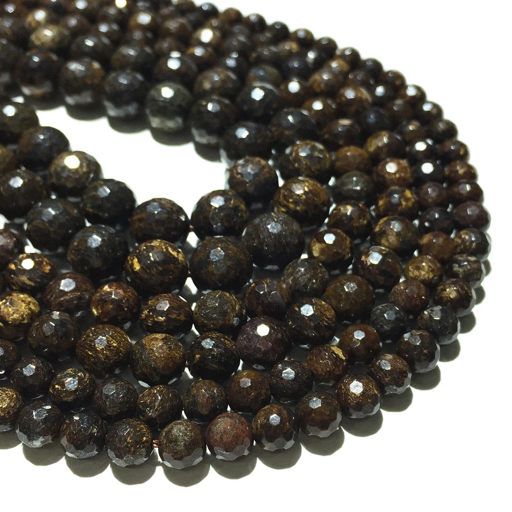 Bronzite граненые круглые бусины россыпью натуральный камень целебная энергия