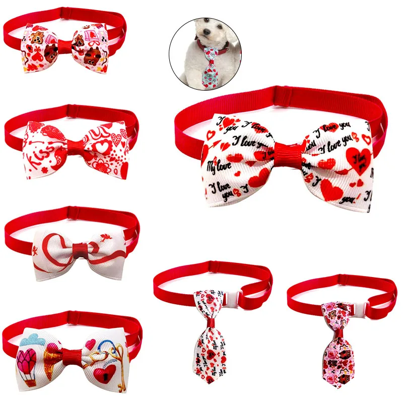 

Dog Cat Bow Tie Collar Adjustable Kawaii Strap Puppy Colorful Collar Valentine'S Day Clothes Small Chihuahua Product Accessories