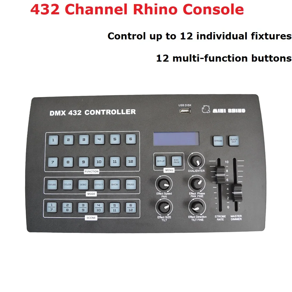 New Rhino Console 432 Channel DMX Controller Dj Equipments DMX 512 Consoles Stage Lighting For LED Par Moving Head Spotlights Dj