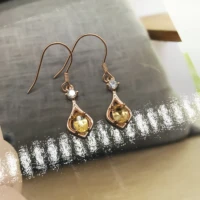 natural citrine drop earring gemstone 925 sterling silver fine jewelry simple design for woman best valentine gift