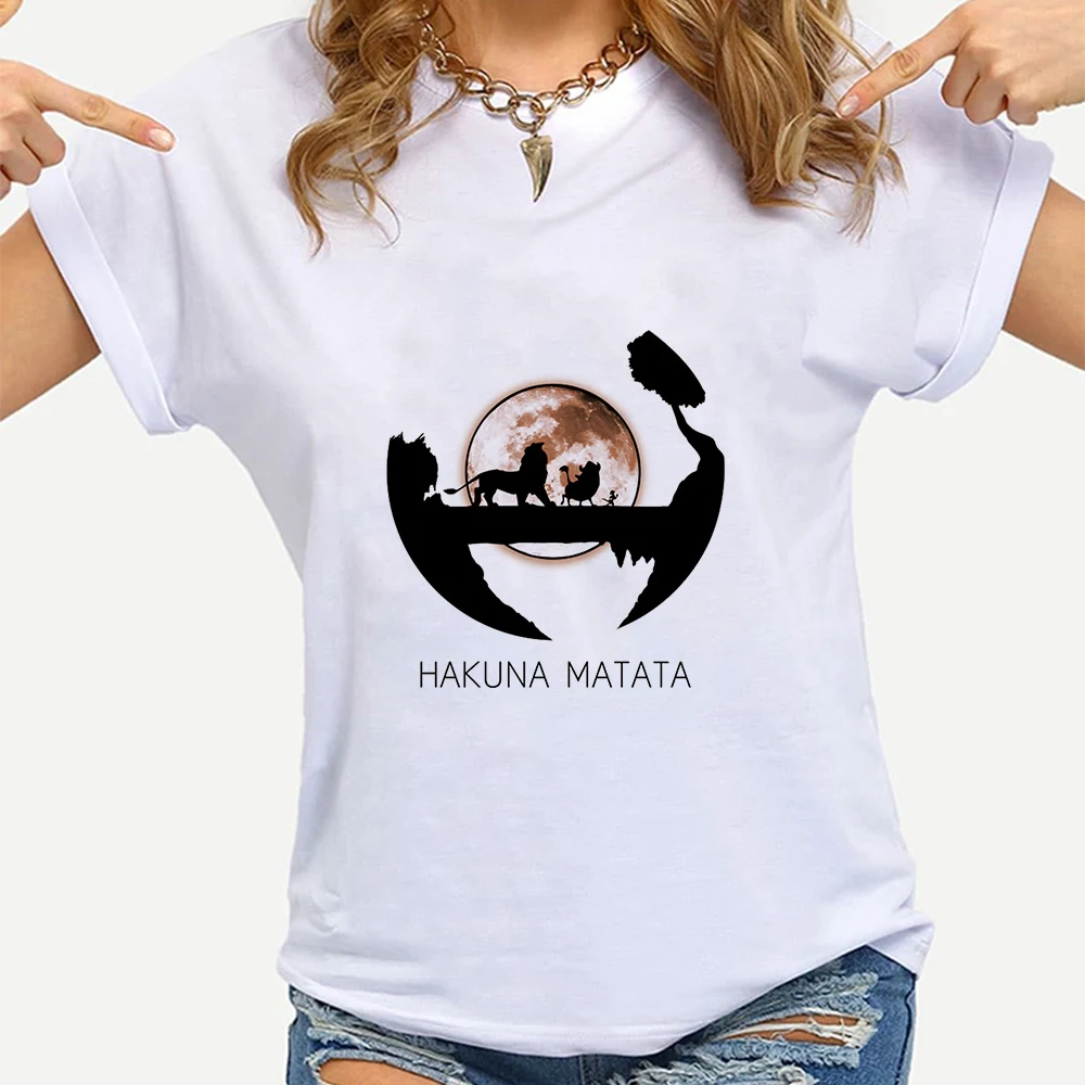 

Fashion Punk Woman T Shirt Disney Lion King Print Creative Harajuku Clothing Urbano Hipster Y2k Streetwear Women's Shirt Tops