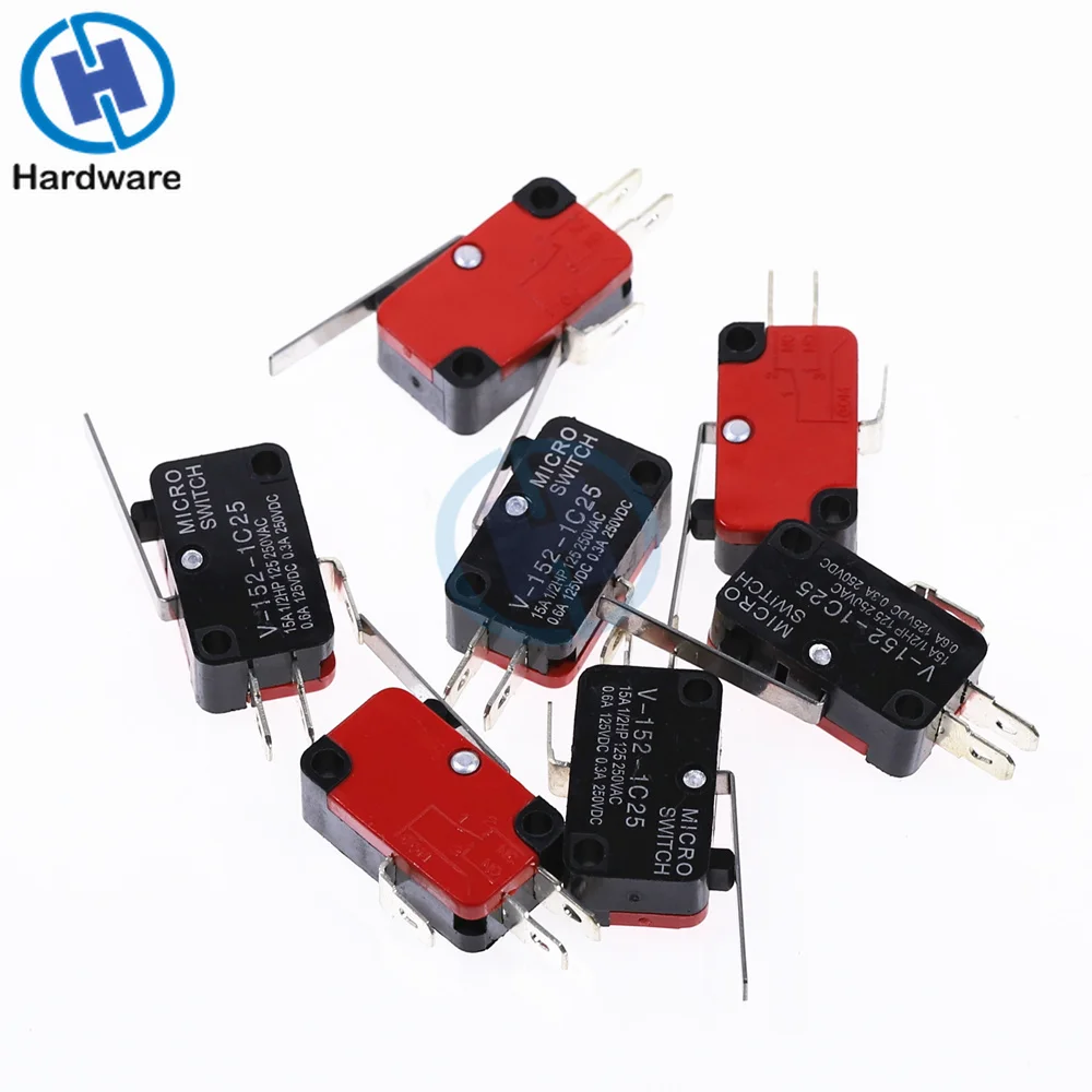 10 шт. V 152 1C25 SPDT 1NO 1NC 3Pin короткие концевой выключатель с прямым рычагом на шарнире