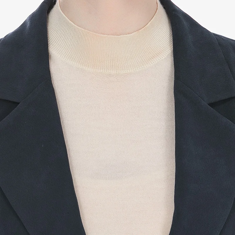 Темно синий деловой костюм VOA из шелка с тяжелым весом 30 момме воротником двумя