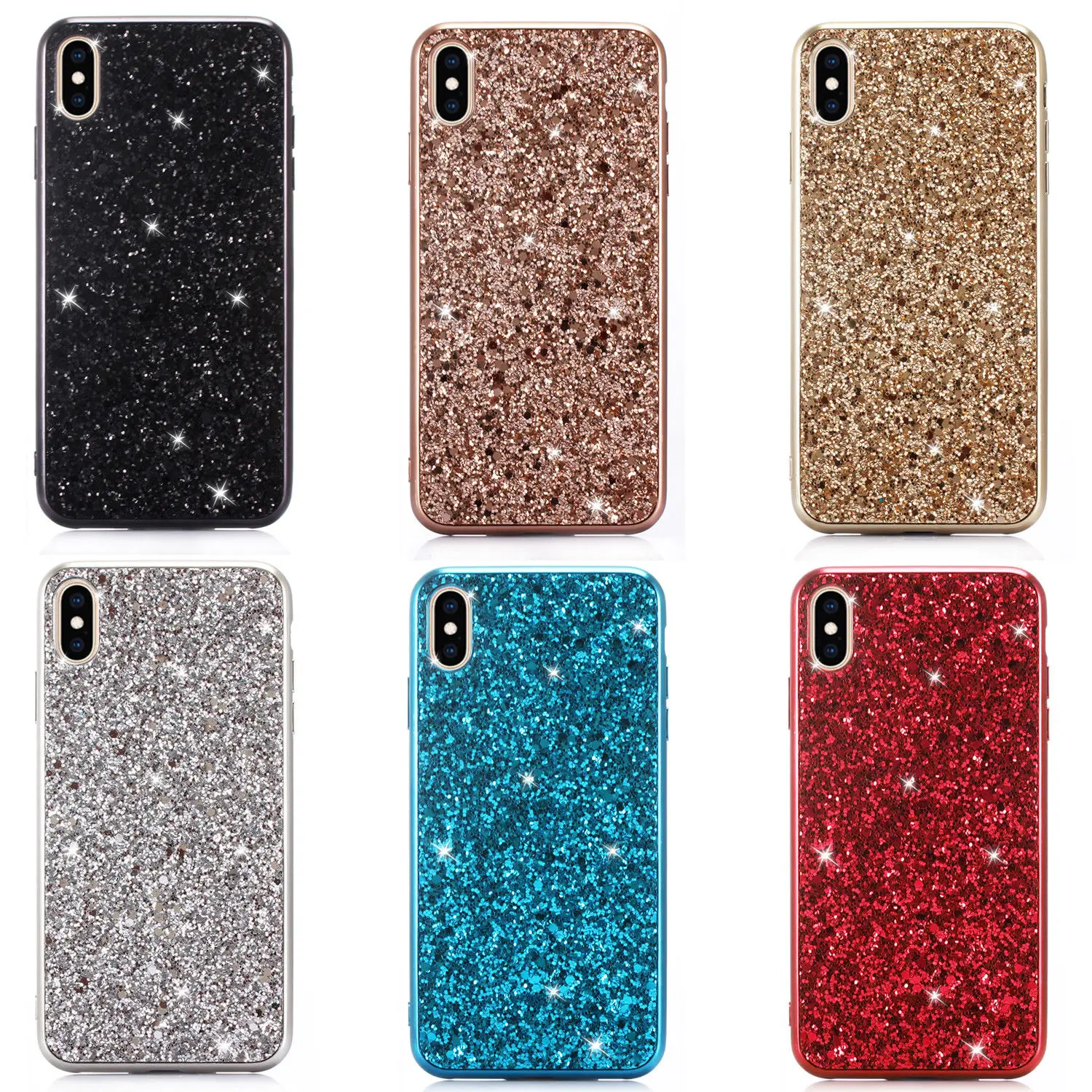 

Shockproof Bling Glitter Luxury Sparkly Hard Back Case Cover For iPhone 7 8 Plus X XR XS XSMAX