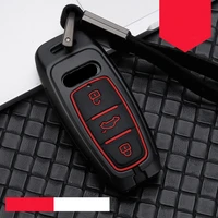 car key case zinc alloy silica gel for audi a6l a7 a8 q8 2018 2019 car key case smart holder cover keychain car key chain