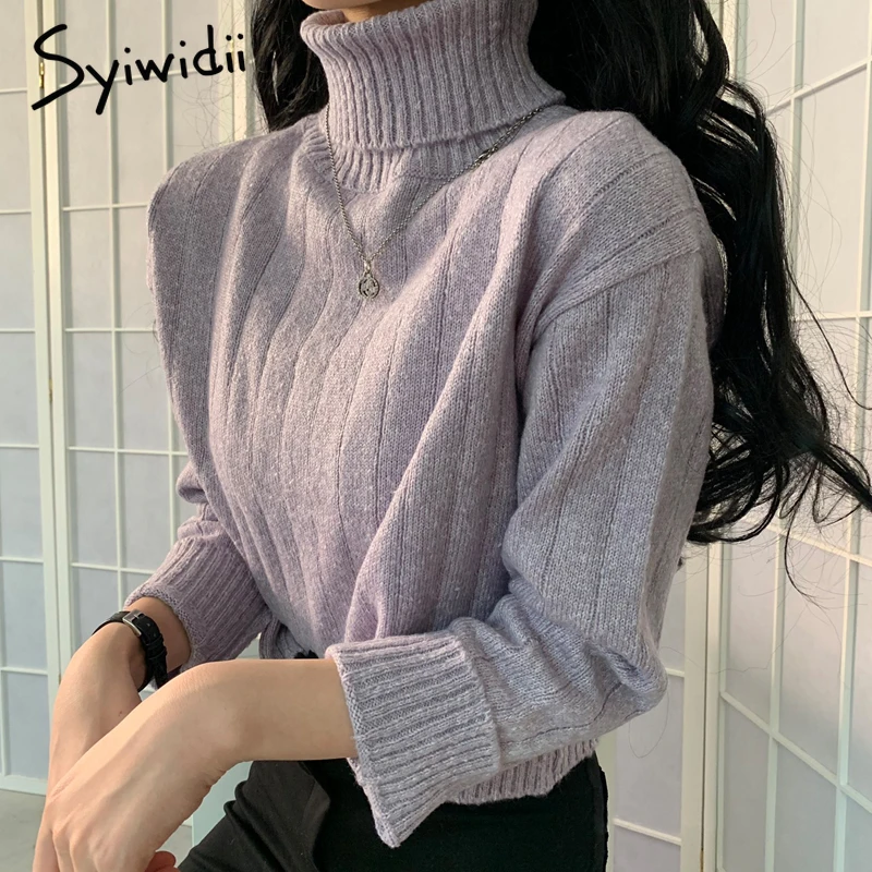 Syiwidii Водолазка Свитера для женщин осень 2021 зимняя одежда короткие стильные
