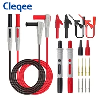 cleqee p1300c 18pcs 4mm banana plug multimeter test leads kit replaceable multimeter probe test hook cable alligator clip