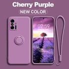 Мягкий чехол из жидкого силикона для телефона Xiaomi Mi 11T Pro 11 Lite 5G NE POCO X3 Pro Redmi Note 10 Pro 11 10S, кольцевой держатель, ремешок, чехол