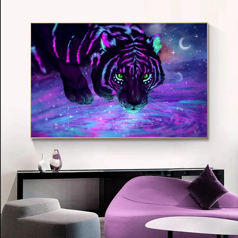

Galaxy Stars Tigers Canvas Paintings On The Wall Posters And Prints Animals Wall Pictures For Living Room Cuadros Decoration