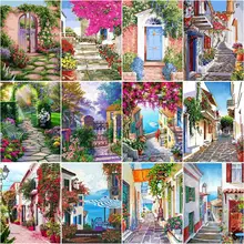 CHENISTORY 60x75cm Frame DIY Painting By Numbers Flowers Door Landscape Modern Drawing Coloring By Numbers For Artwork Gift