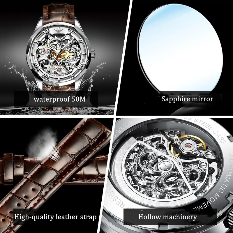 

Luxury brand Men Watch fully automatic mechanical pilot aviation Watches personality domineering Gift Business Male wristwatch