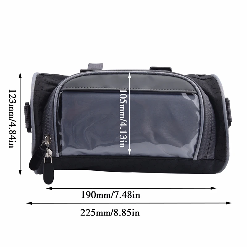 

2.5L Windshield Bag Motorcycle Front Handlebar Fork Storage Bag Container Fabric Waterproof Bicycle Front Frame Bag Black