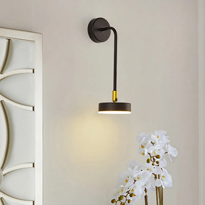 Поворотный Настенный светодиодный светильник черного и золотого цвета