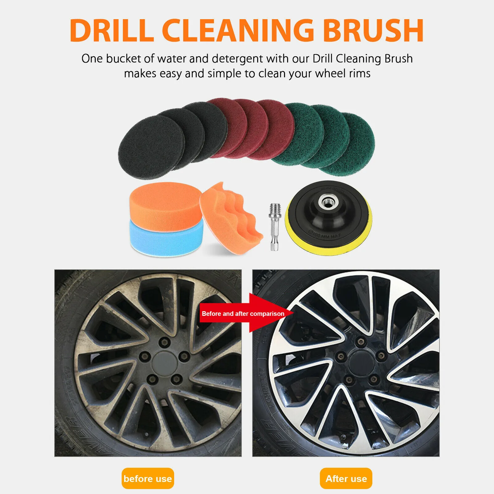 

For Drill Polishing Pads Polisher Scouring Sponge 1/4 Shaft Waxing 4 Inch Attachment