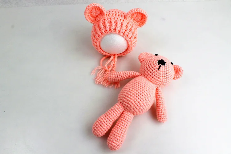 Реквизит для фотосъемки новорожденных Детская шапка-медвежонок шерстяная