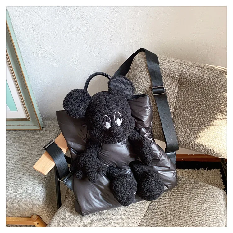 

Autumn and winter 2020 new space down backpack Lisa same Plush Doll handbag college leisure backpack