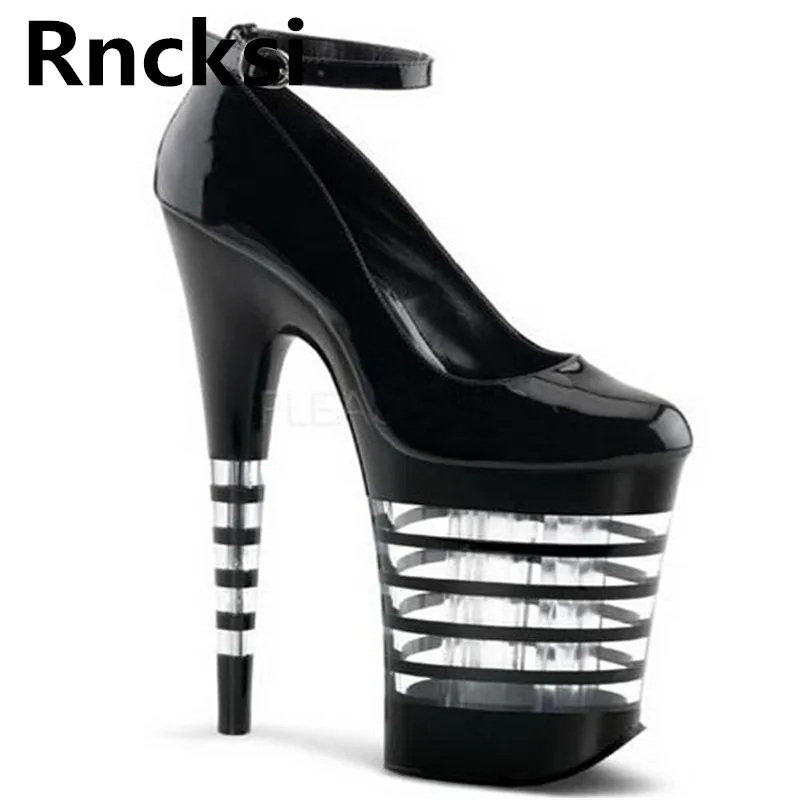 

Rncksi Buckle Straps Black 20cm High-Heeled Platform Pumps Women's Sexy Night Club Pole Dance Stiletto Heel Ankle Women's Pumps