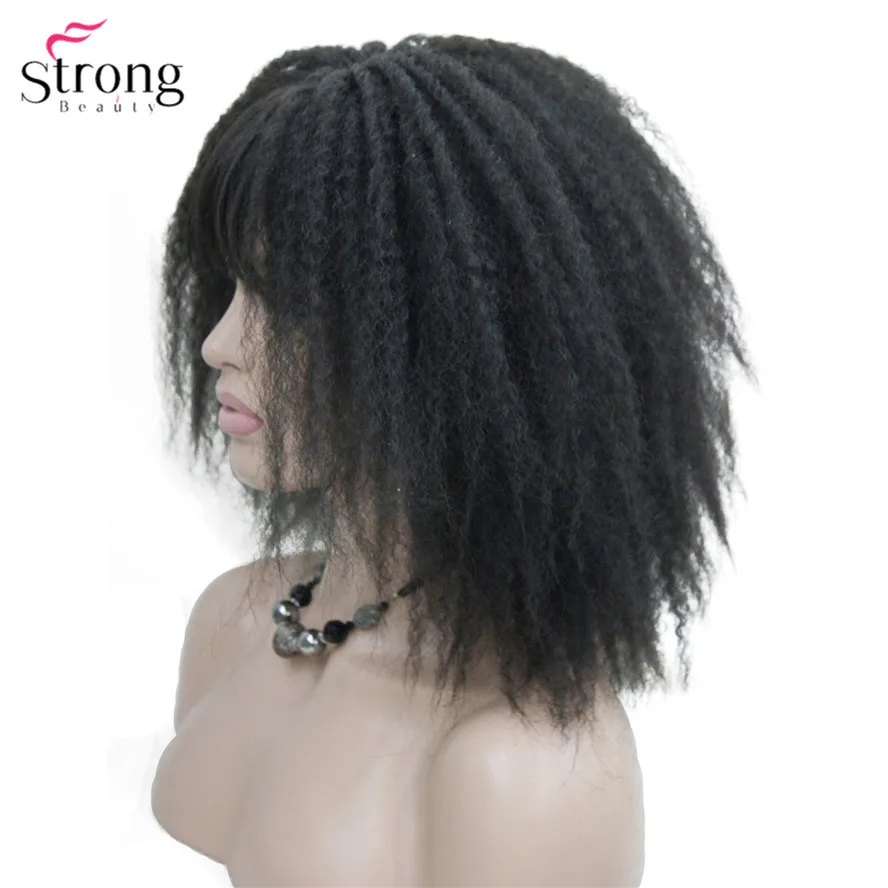 StrongBeauty афроамериканские парики Омбре Волосы Кудрявые вьющиеся средней длины черный/рыжий синтетический парик