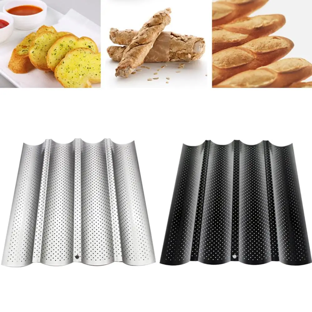 Stainless Steel Baking Tray Perforated French Bread Pan Non Stick 2 3 4 Groove Baguette Mold Cake Form Accessories |