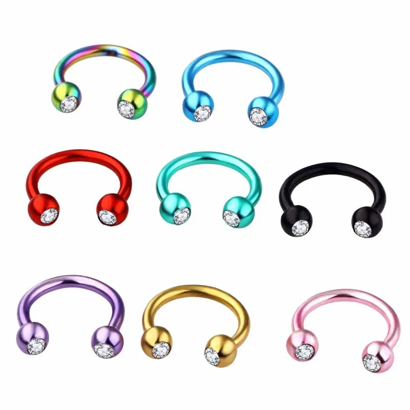 

1Pc Crystal Nose Ring Barbells Horseshoe Ring Lip Cartilage Earrings Tragus Piercing Helix Piercing Body Jewelry